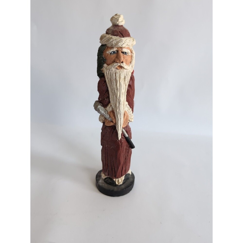 Vintage Folk Art Golf Pencil Santa Claus Figurine Signed DJM '92 Donis Mitchell